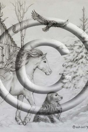 "Watching & Waiting" Ellen's Christmas Barn & Horse